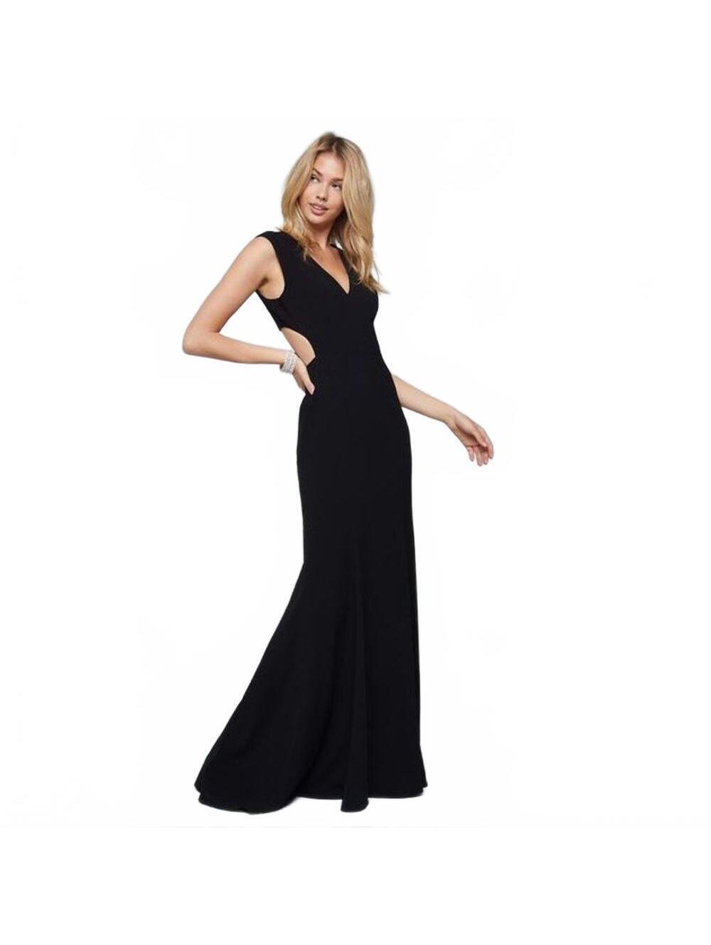Bebe Black Evening Gown Formal Cocktail Wedding Dress NWT Size Small Elegant